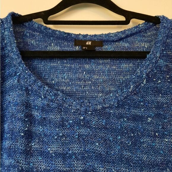 H&M Tweedy Boxy Fit Scoopneck Sweater Blue - Picture 6 of 11